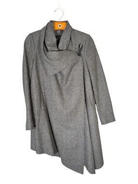 All Saints Check Monument Coat Draped Wool Blend Oversized Grunge Alt Plaid 0